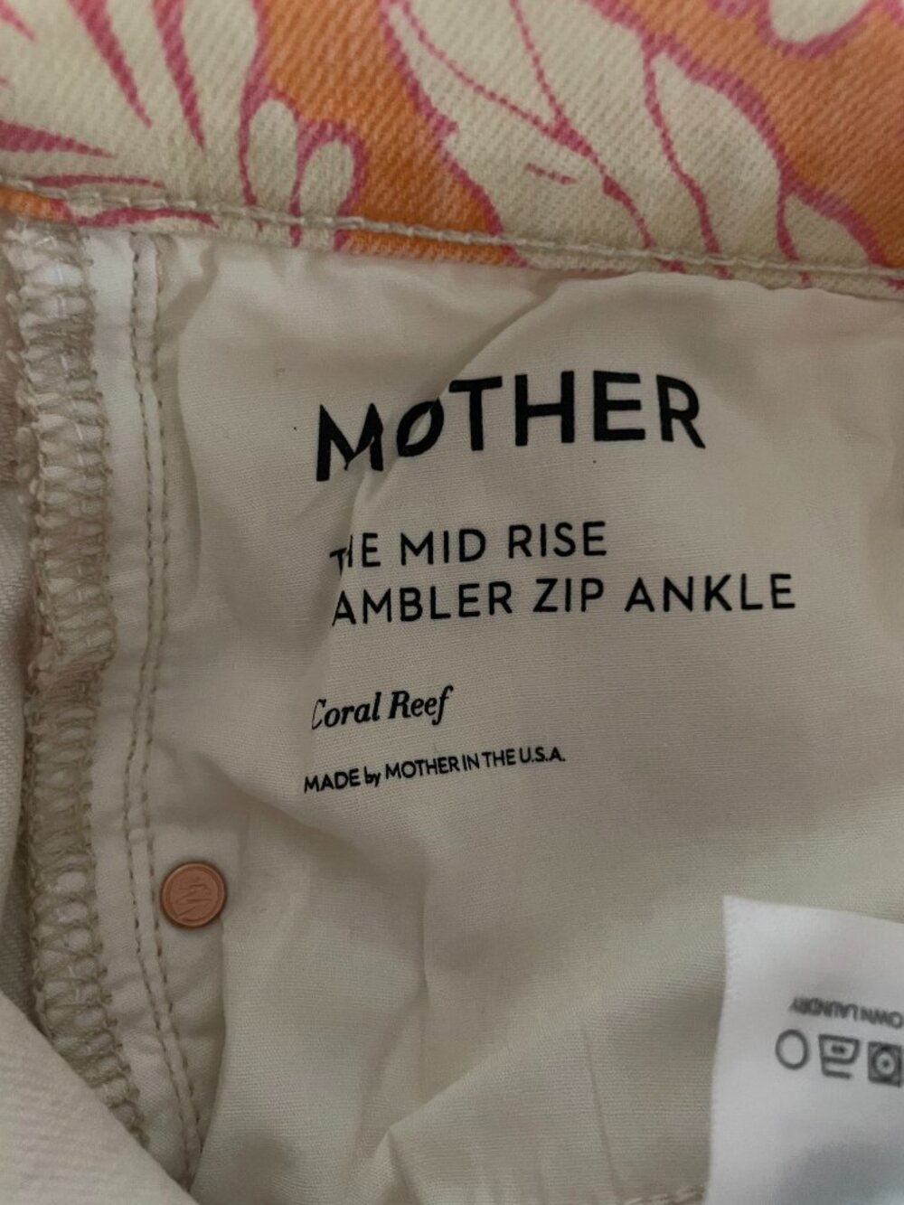 NWT MOTHER The Mid Rise Rambler Ankle Zip Coral Reef Jeans Free People 28 $228 - Picture 6 of 9